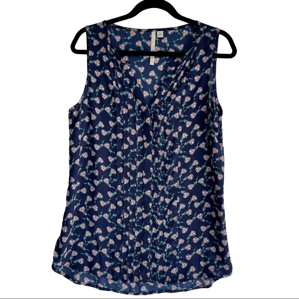 LC Lauren Conrad Tank Top Women’s Size Medium. Navy Blue color w/ floral details